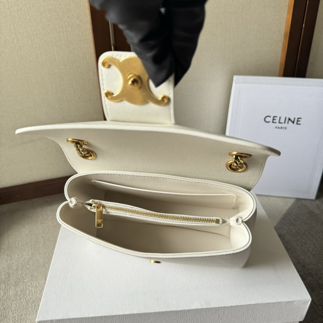 1比1高仿名牌包Celine賽琳 2024新柔軟牛皮革TEEN CELINE VICTOIRE手袋 白色