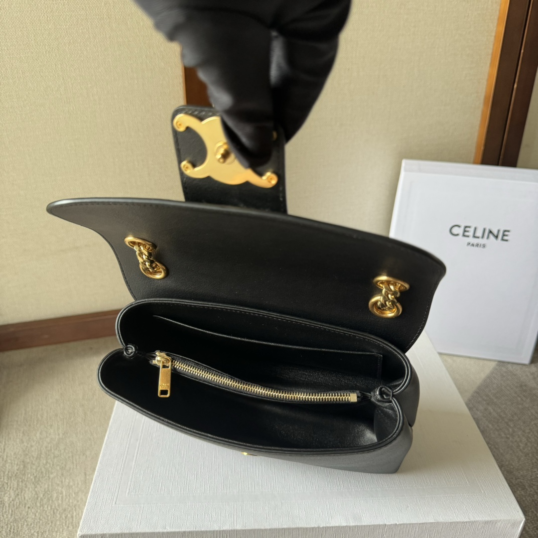 1比1高仿名牌包Celine賽琳 2024新柔軟牛皮革TEEN CELINE VICTOIRE手袋 黑色