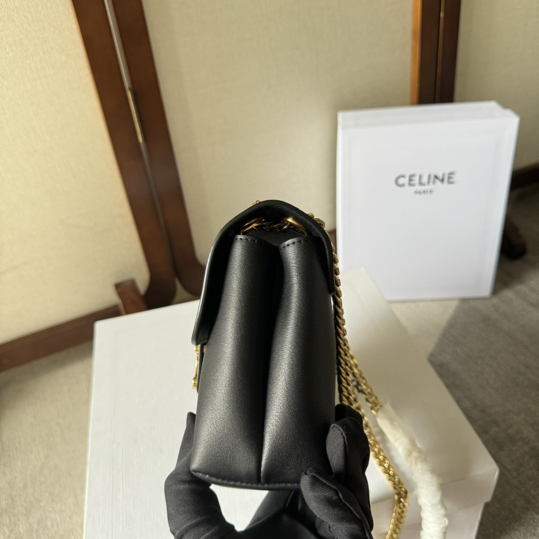 1比1高仿名牌包Celine賽琳 2024新柔軟牛皮革TEEN CELINE VICTOIRE手袋 黑色
