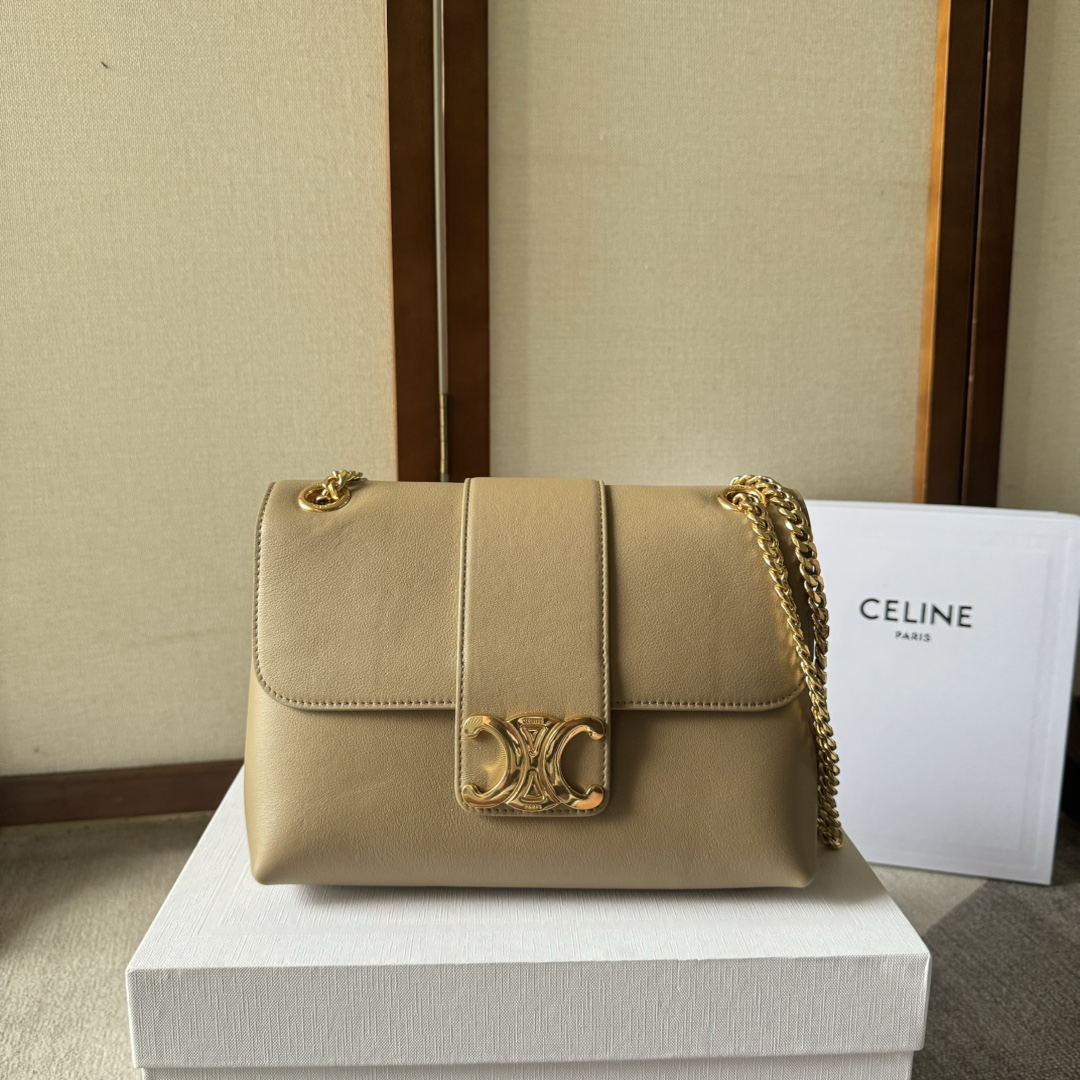 一比一複刻名牌包Celine賽琳 柔軟牛皮革中號Celine Victoire手袋 棕色