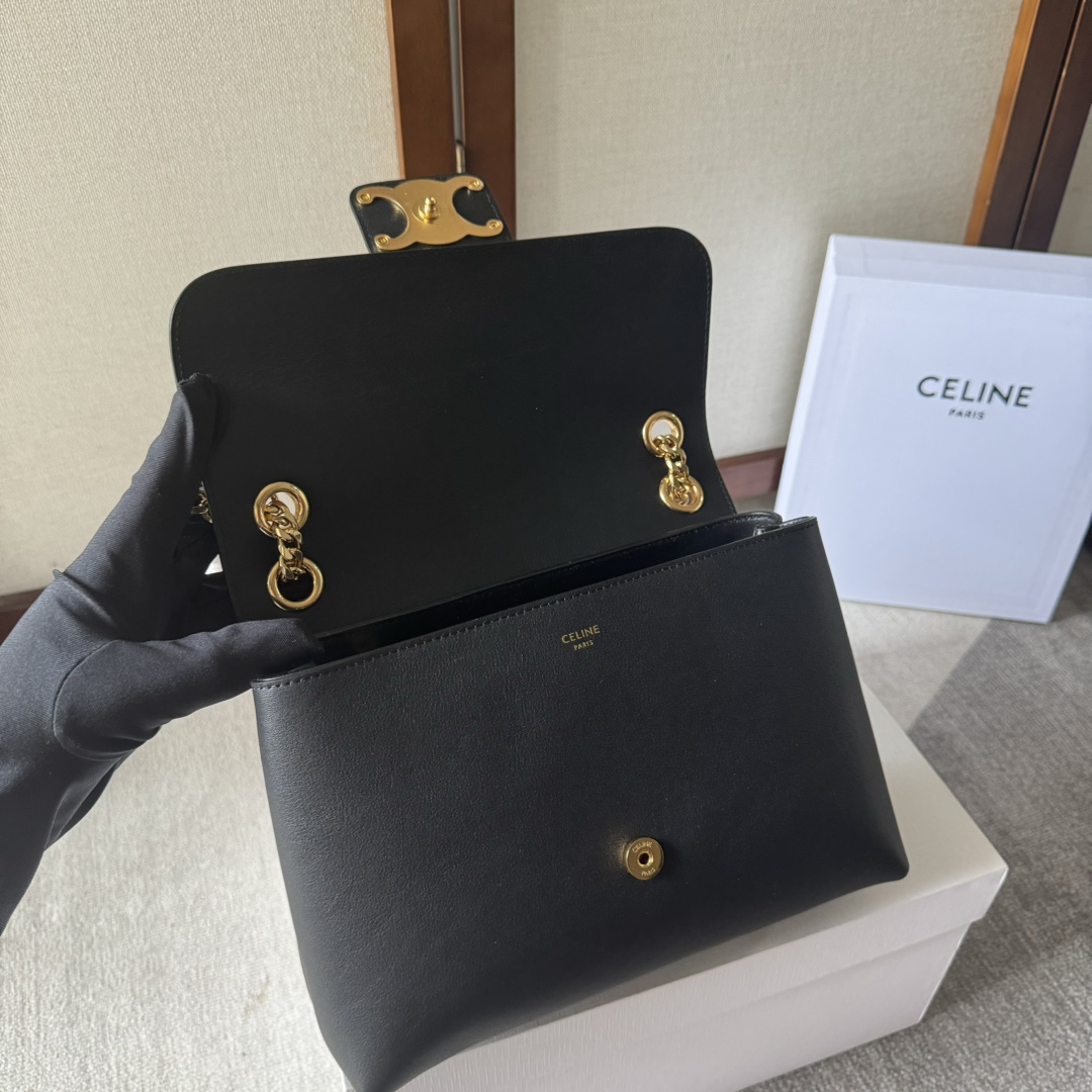 一比一複刻名牌包Celine賽琳 柔軟牛皮革中號Celine Victoire手袋 黑金