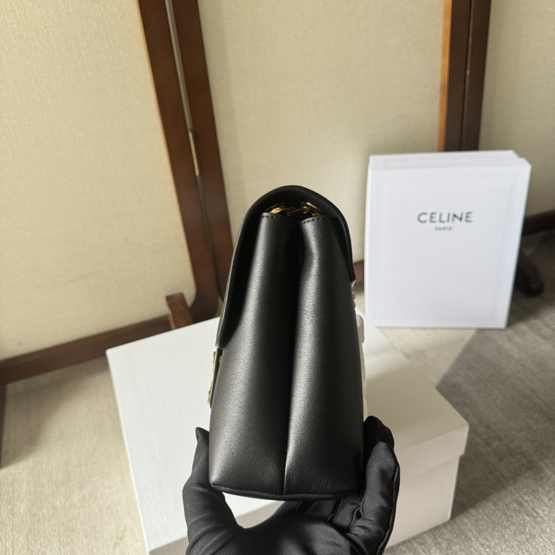 一比一複刻名牌包Celine賽琳 柔軟牛皮革中號Celine Victoire手袋 黑金