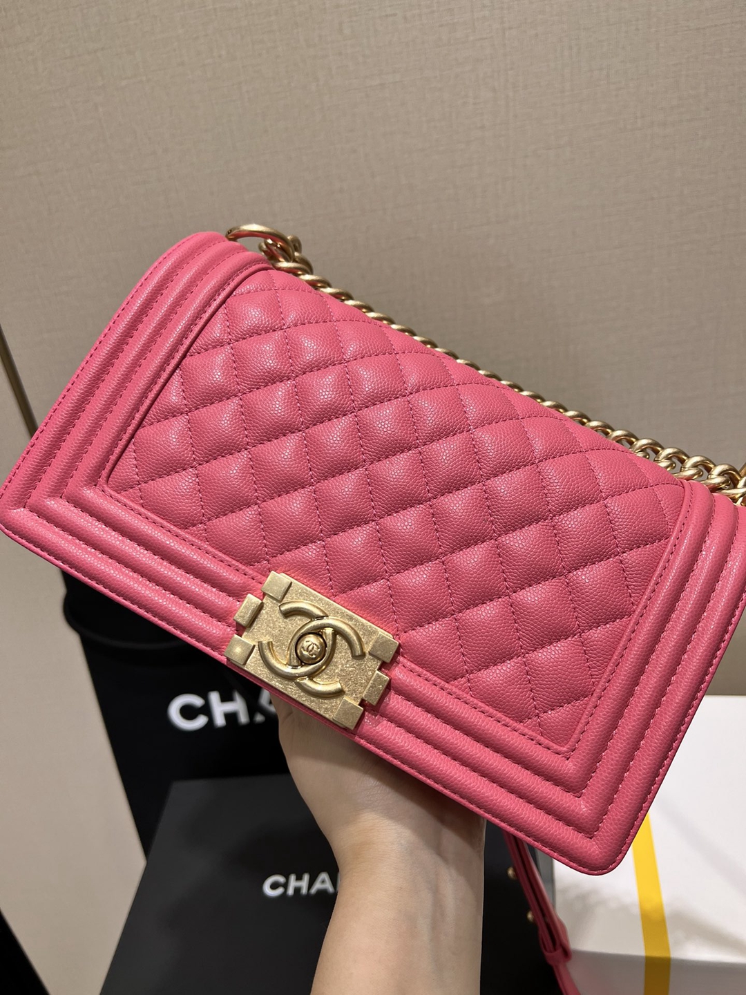 棉羊皮 超A貨 香奈兒Chanel 單肩包斜挎包 粉色