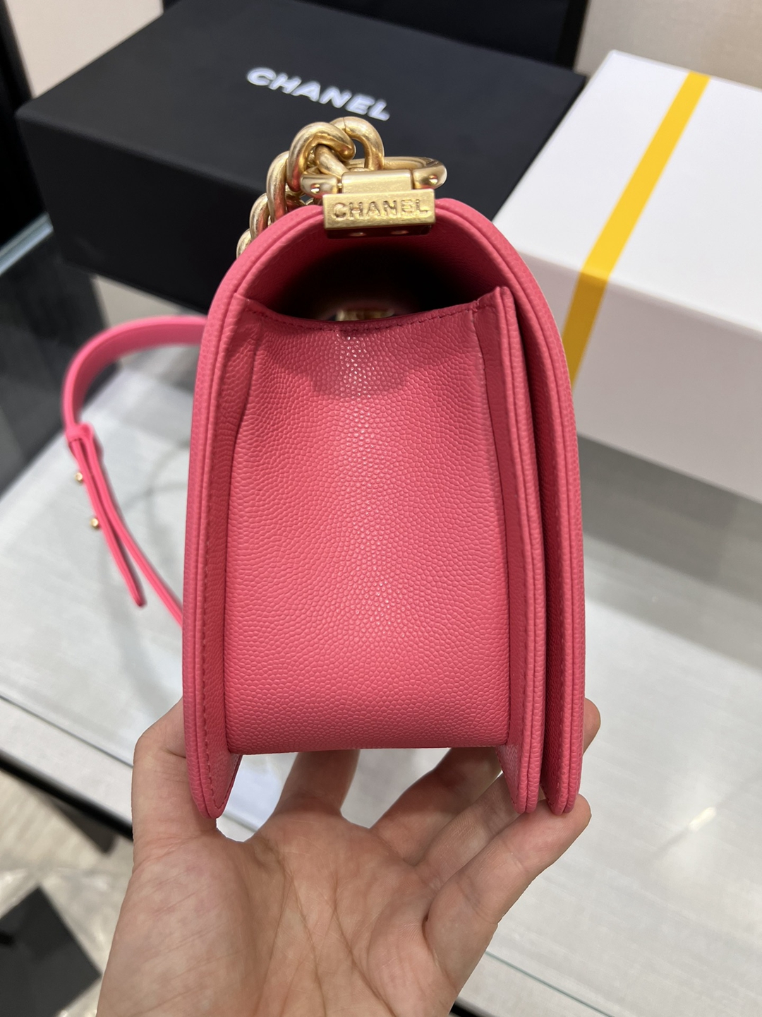 棉羊皮 超A貨 香奈兒Chanel 單肩包斜挎包 粉色