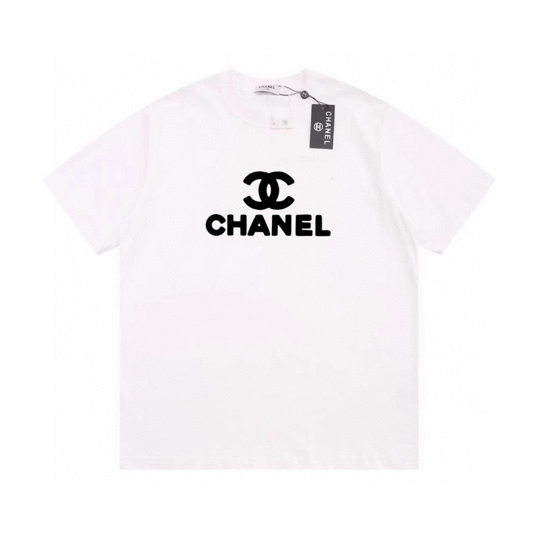 香奈兒Chanel頂級高仿限定植絨logo短袖T恤