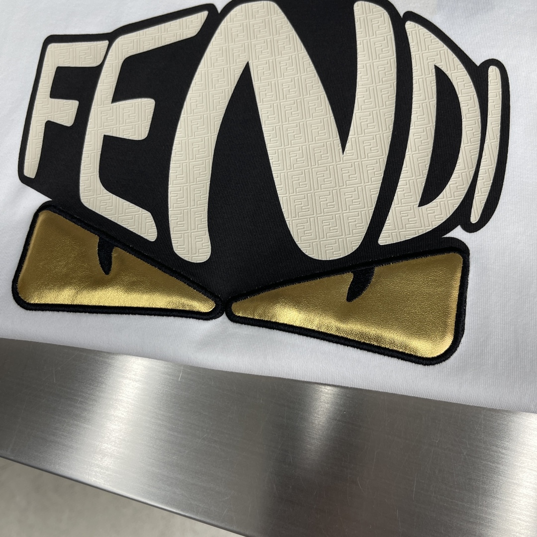 FEND芬迪原單純白色精品衣服短袖T恤男款