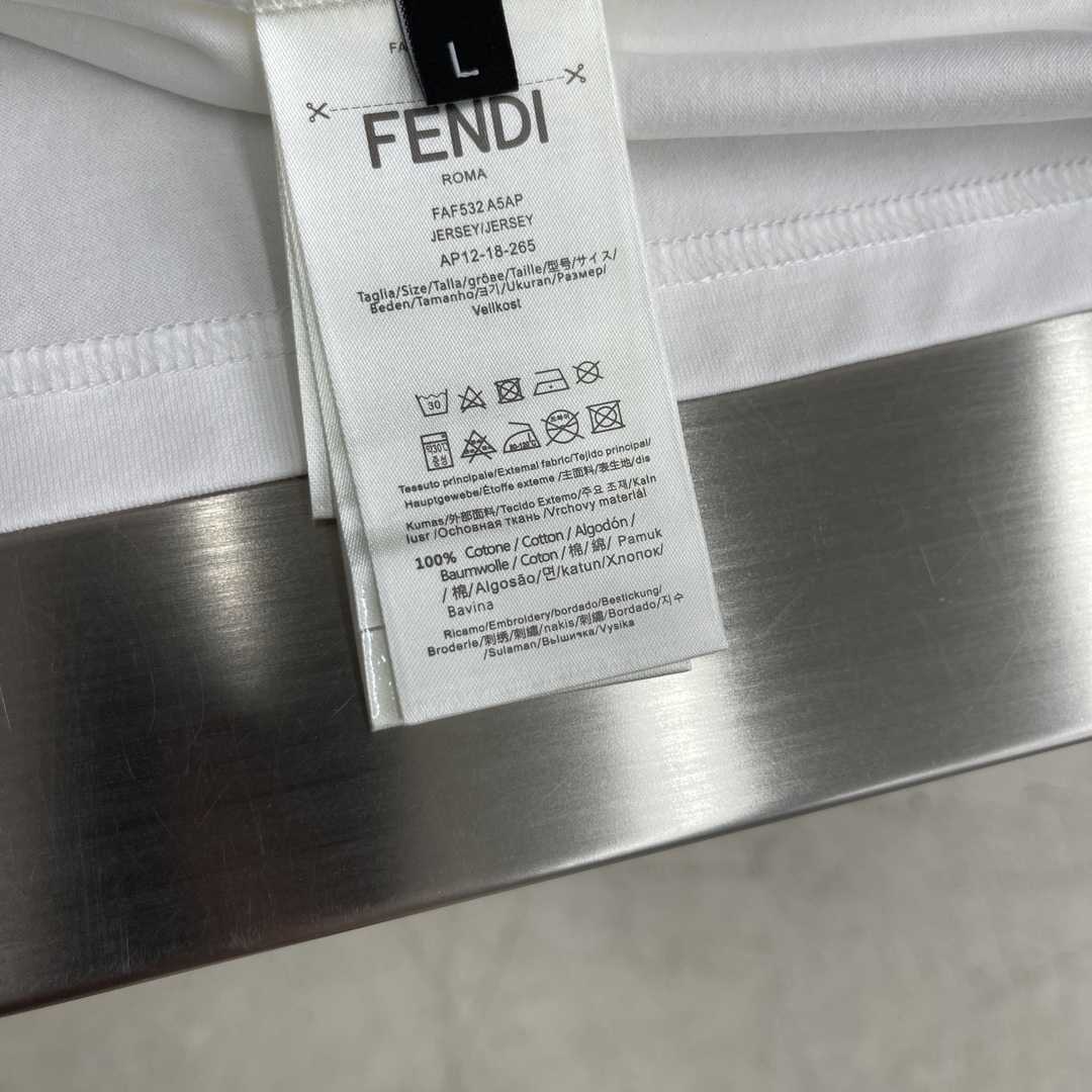 FEND芬迪原單純白色精品衣服短袖T恤男款