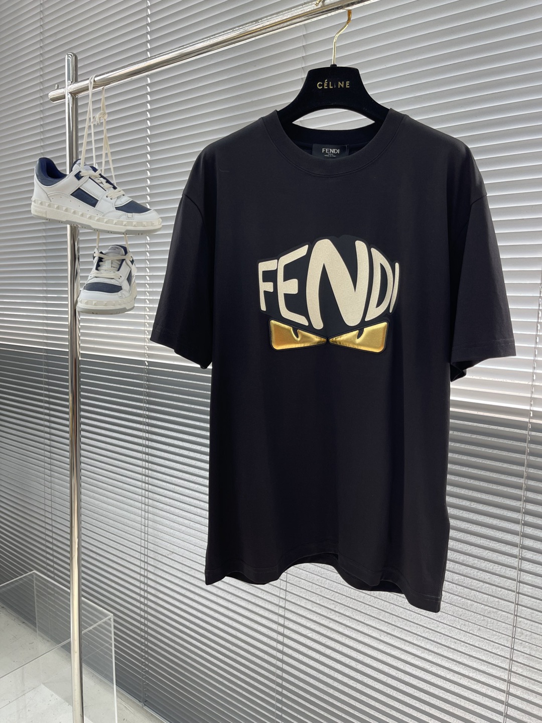 原單衣服FENDI2024春夏新品圓領短袖T恤黑色