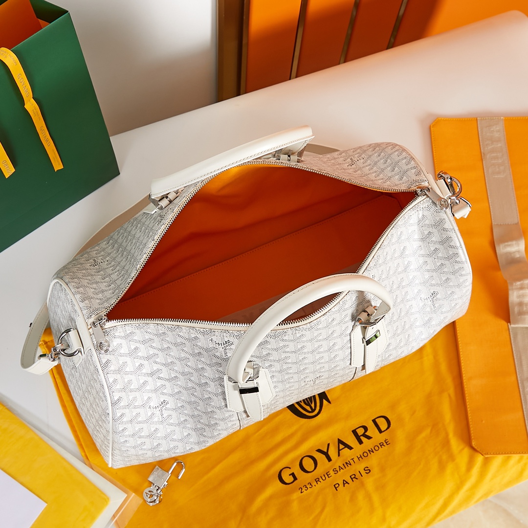 原單複刻GOYARD高雅德包 Goyardine帆布 BOSTON45旅行包 白色