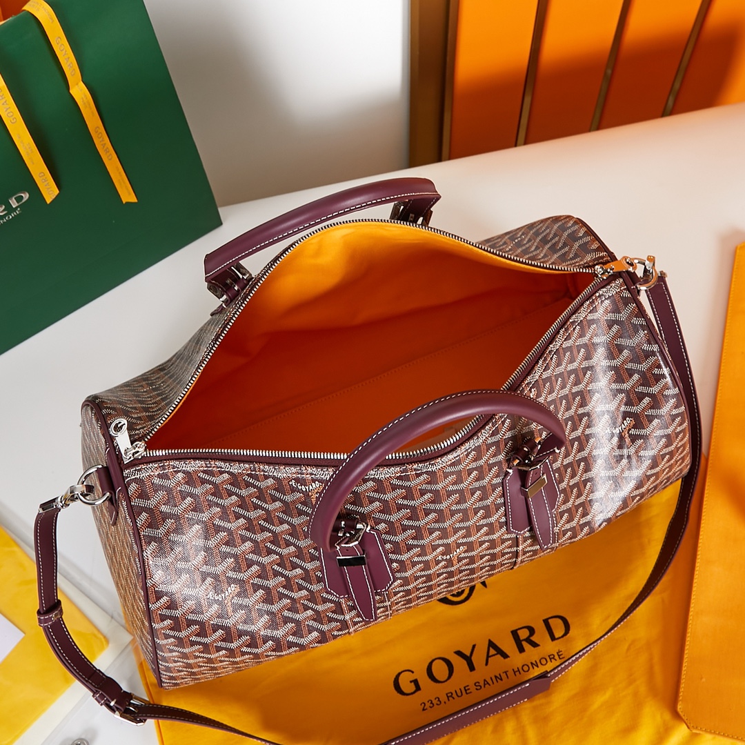 原單複刻GOYARD高雅德包 Goyardine帆布 BOSTON45旅行包 酒紅