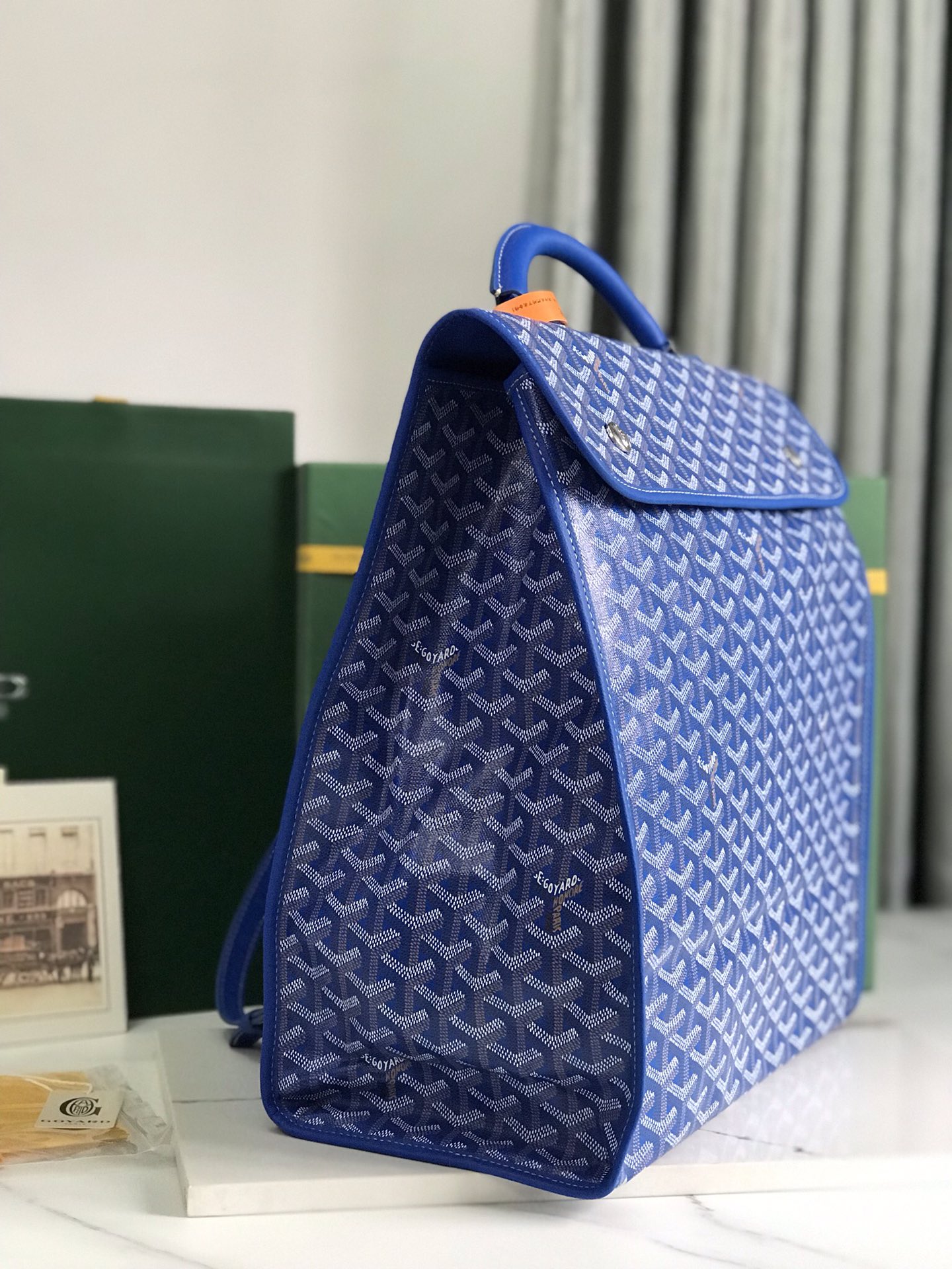 複刻奢侈品包GOYARD高雅德 Goyardine帆布 SAINT LEGER 揹包雙肩包 藍色