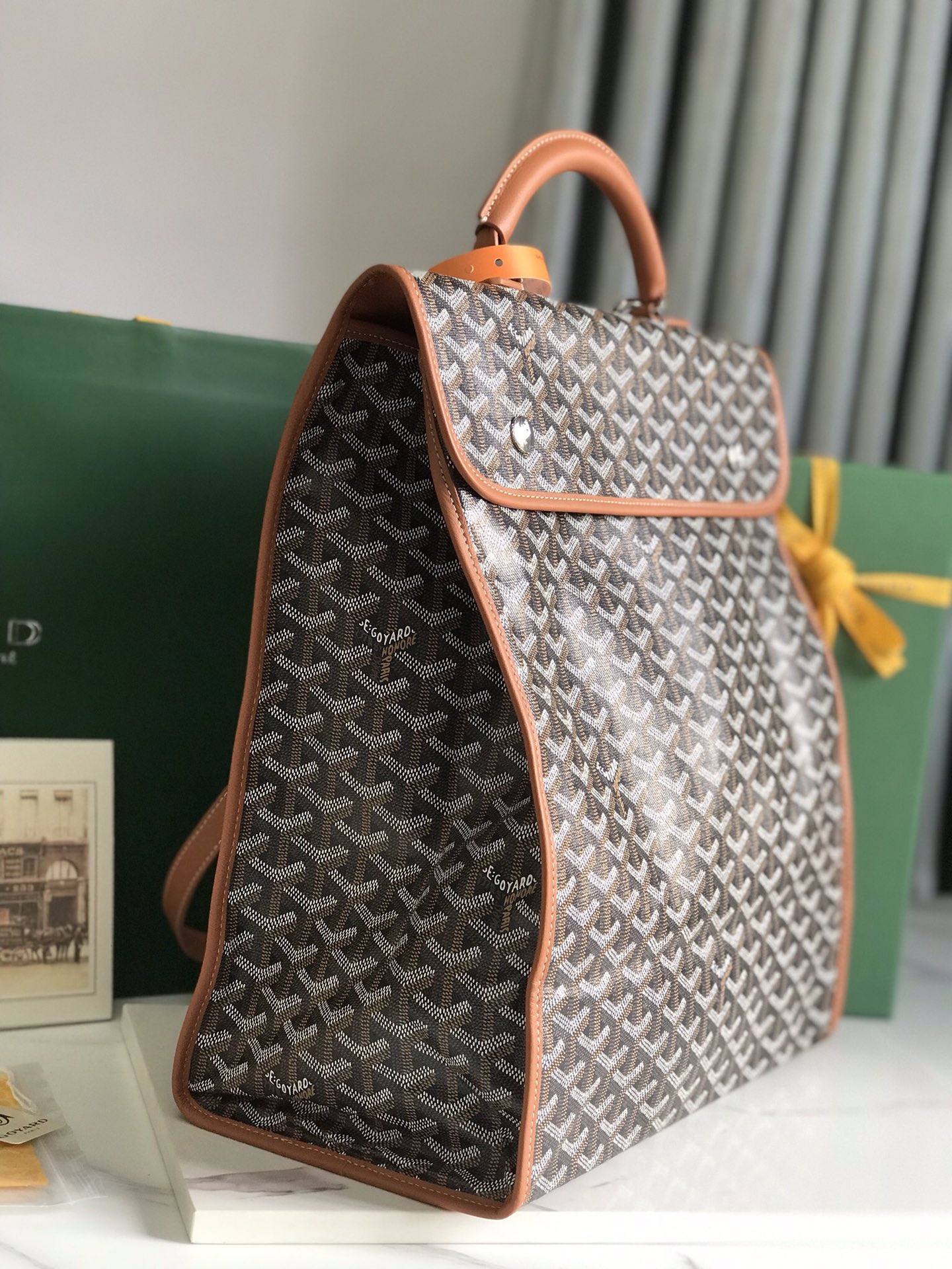 複刻奢侈品包GOYARD高雅德 Goyardine帆布 SAINT LEGER 揹包雙肩包 黑棕