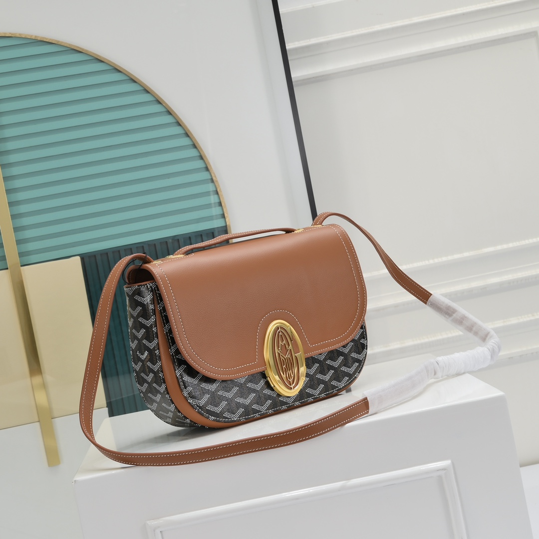 GOYARD高雅德高仿複刻包 Goyardine帆布 233 lll 單肩包 黑棕