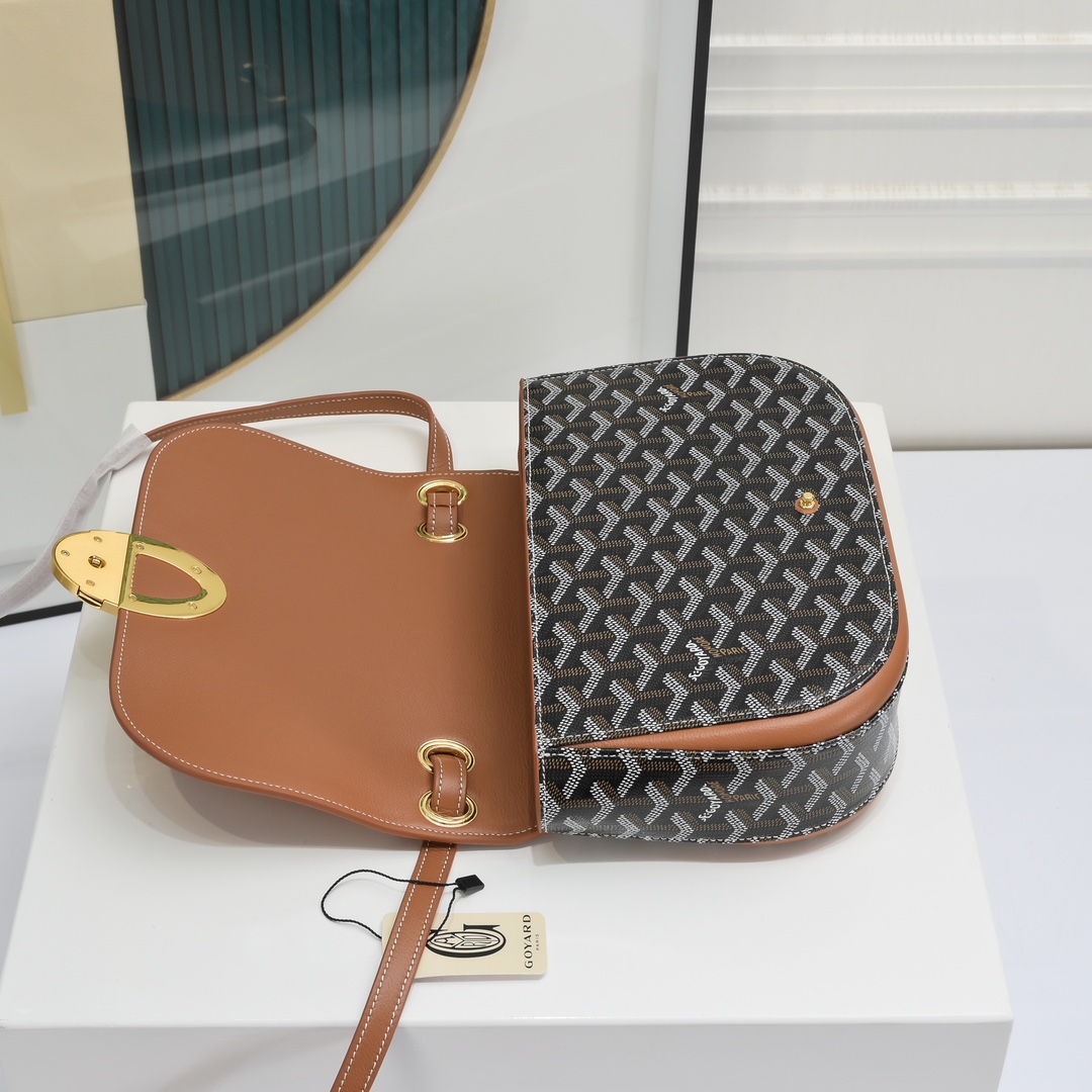 GOYARD高雅德高仿複刻包 Goyardine帆布 233 lll 單肩包 黑棕