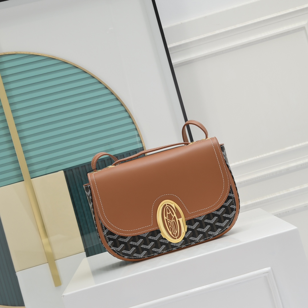 GOYARD高雅德高仿複刻包 Goyardine帆布 233 lll 單肩包 黑棕