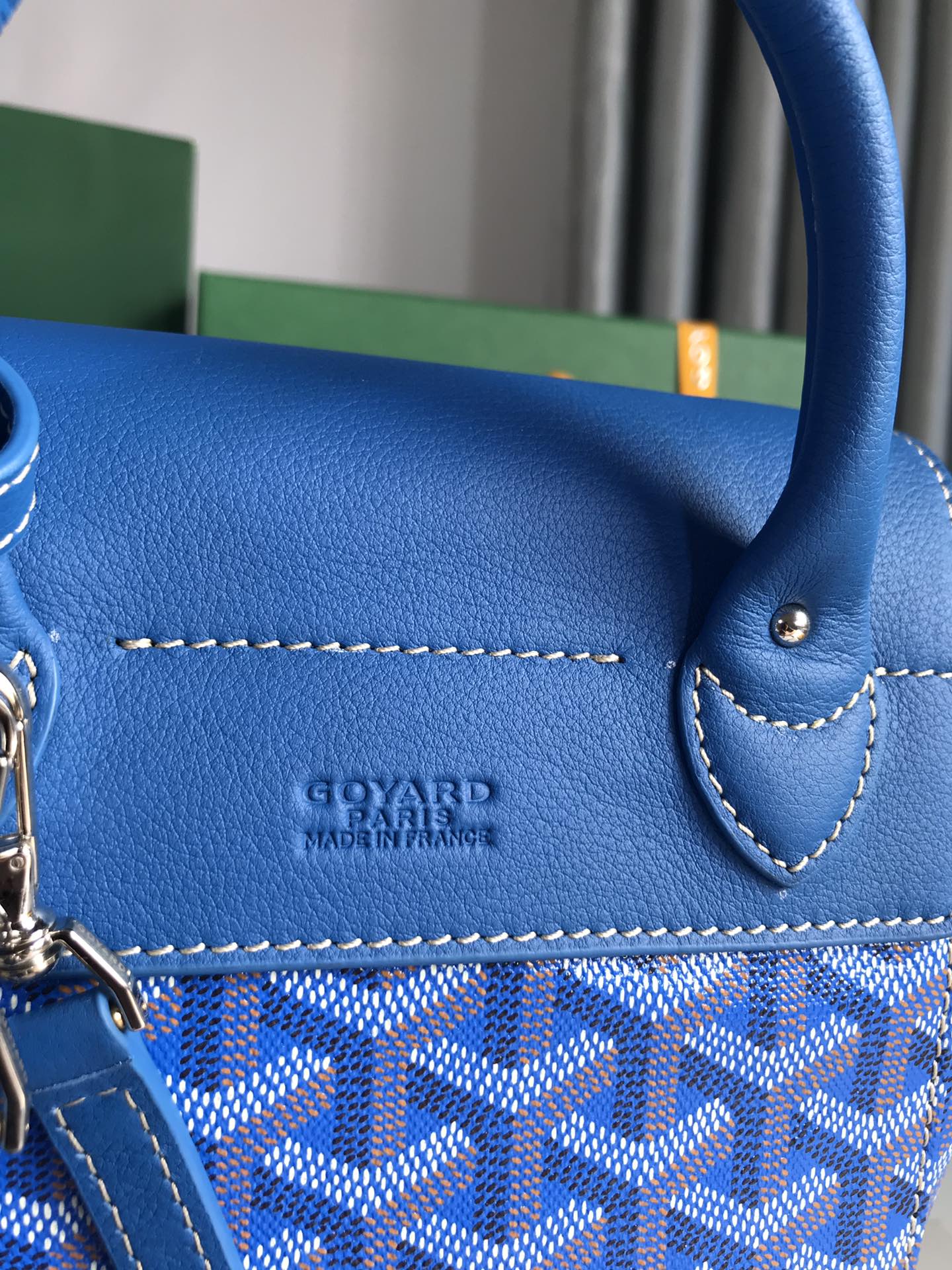 高仿奢侈品GOYARD高雅德包 Goyardine帆布 Alpin迷你雙肩包揹包 藍