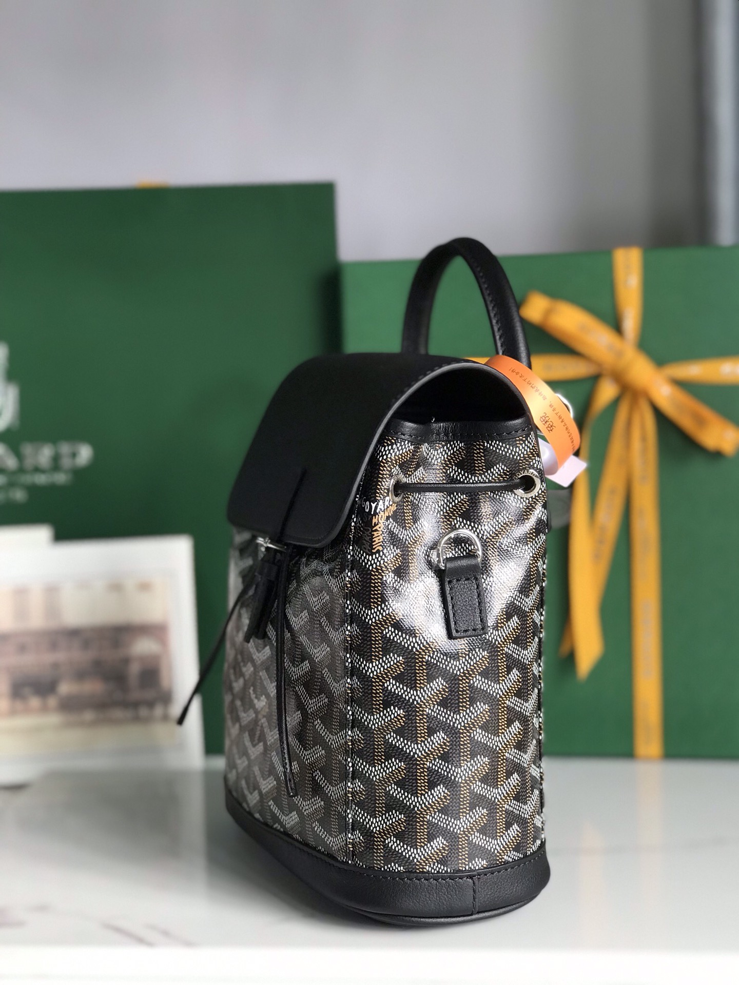 高仿奢侈品GOYARD高雅德包 Goyardine帆布 Alpin迷你雙肩包揹包 黑