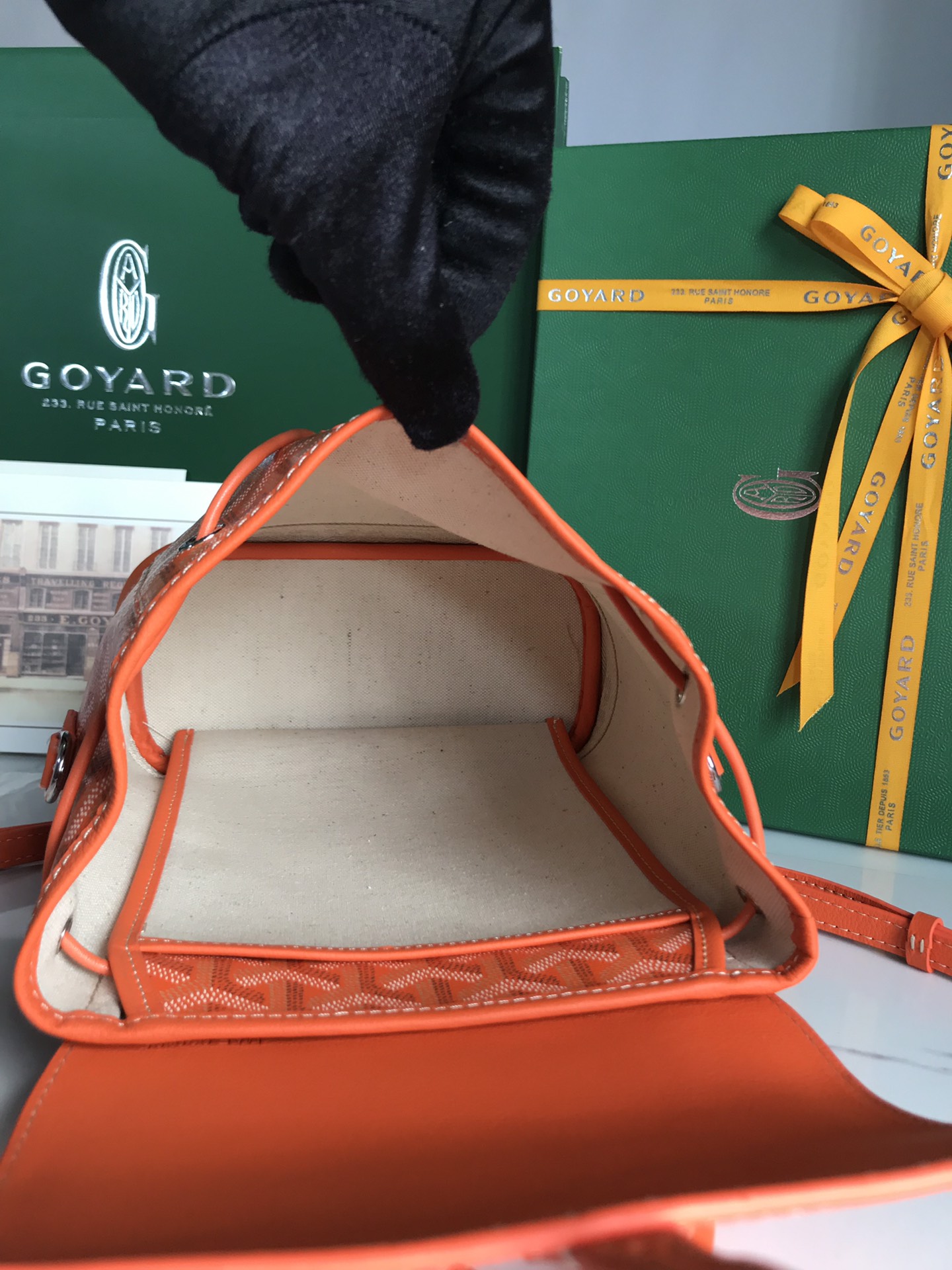 高仿奢侈品GOYARD高雅德包 Goyardine帆布 Alpin迷你雙肩包揹包 橙