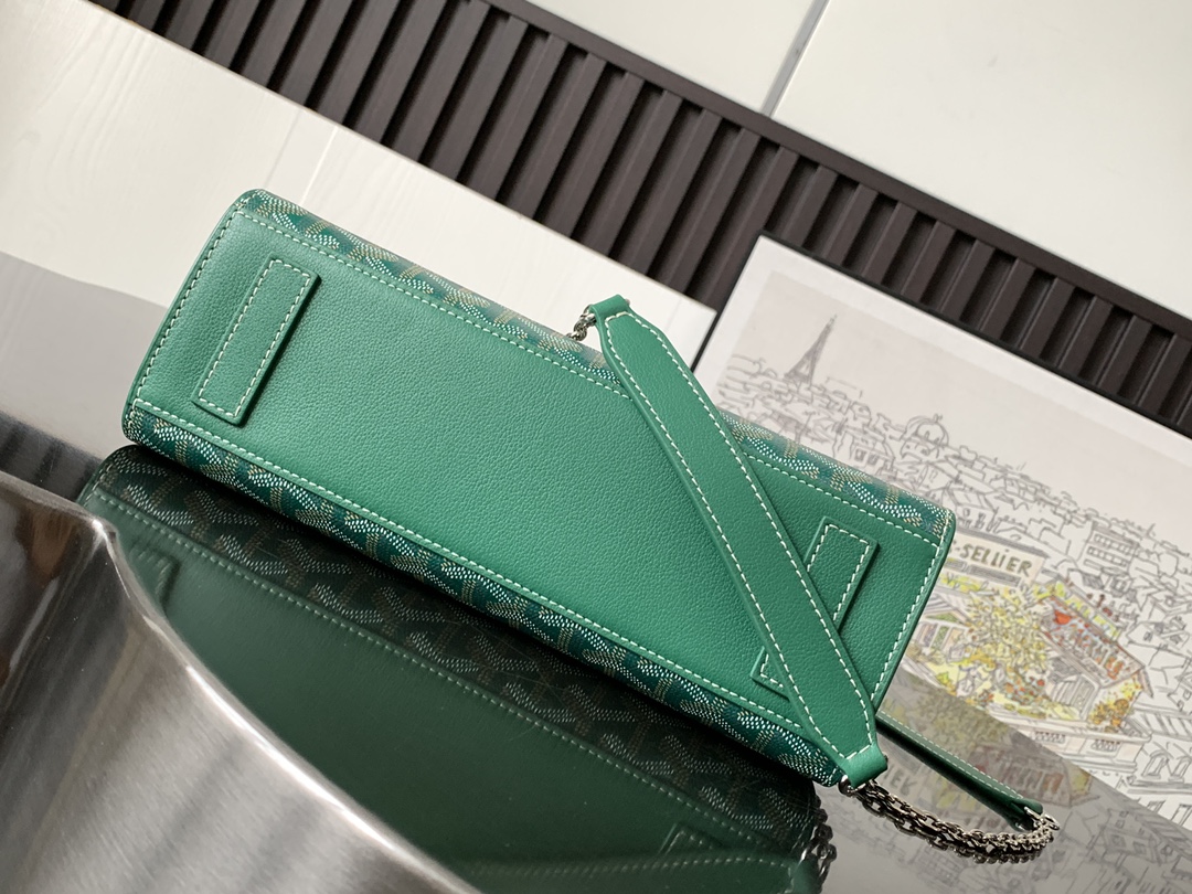 高仿1比1名牌包GOYARD高雅德 Rouette小號硬版鏈條單肩包 緑色