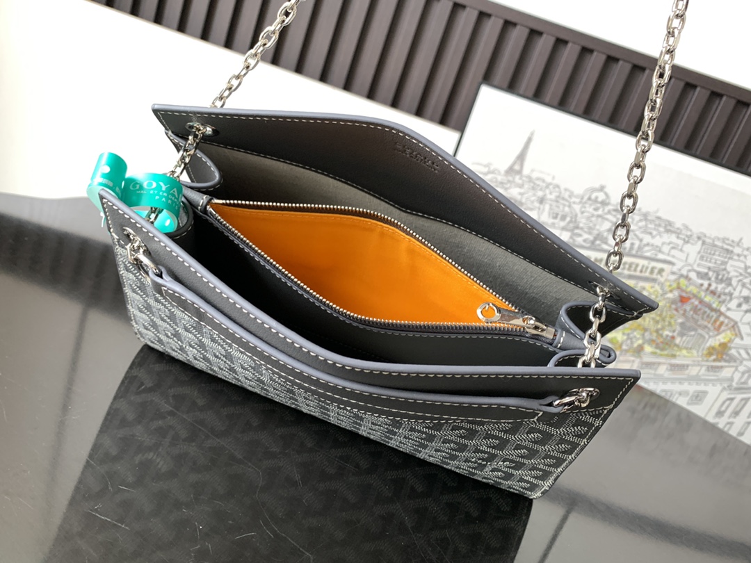 高仿1比1名牌包GOYARD高雅德 Rouette小號硬版鏈條單肩包 灰色