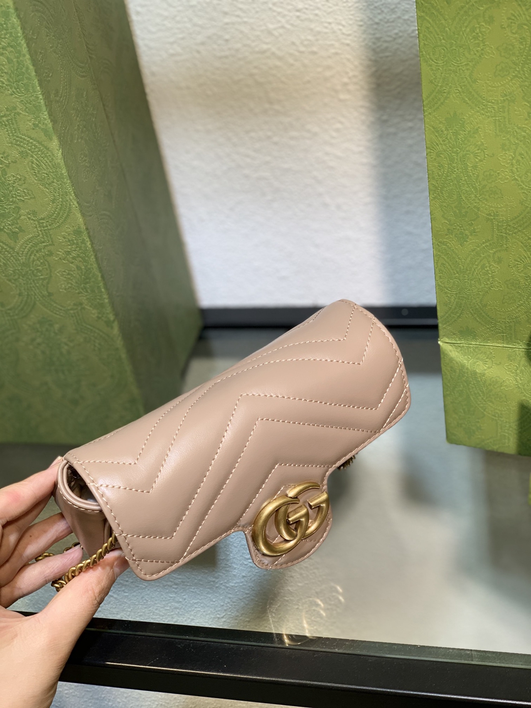 Marmot mini 氣質粉色 原廠皮 Gucci頂級原單包包