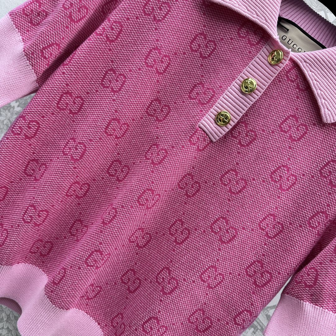 2024新品 Gucci針織翻領上衣原單T恤
