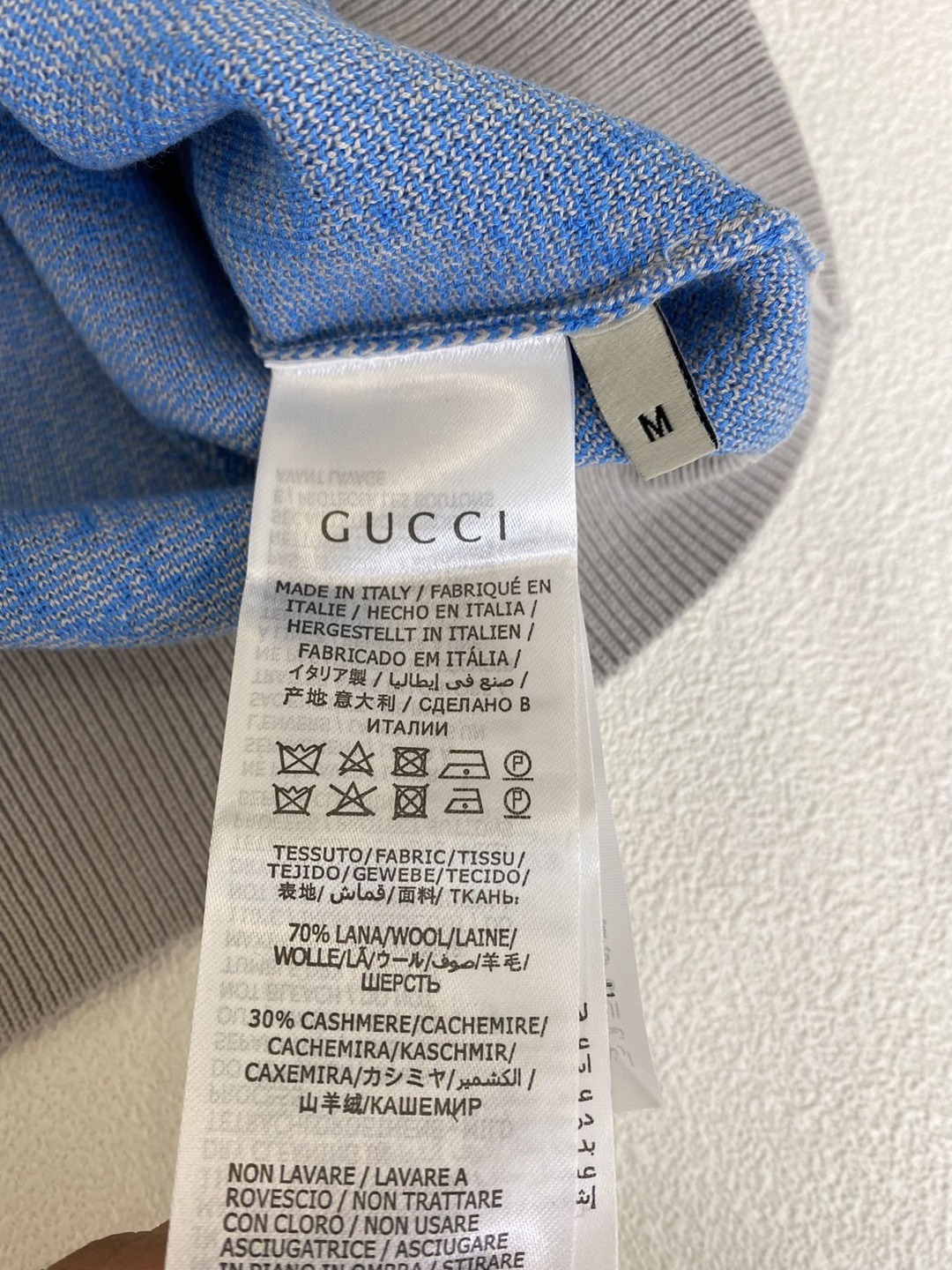經典藍色Gucci頂級一比一服裝翻領針織短袖T恤
