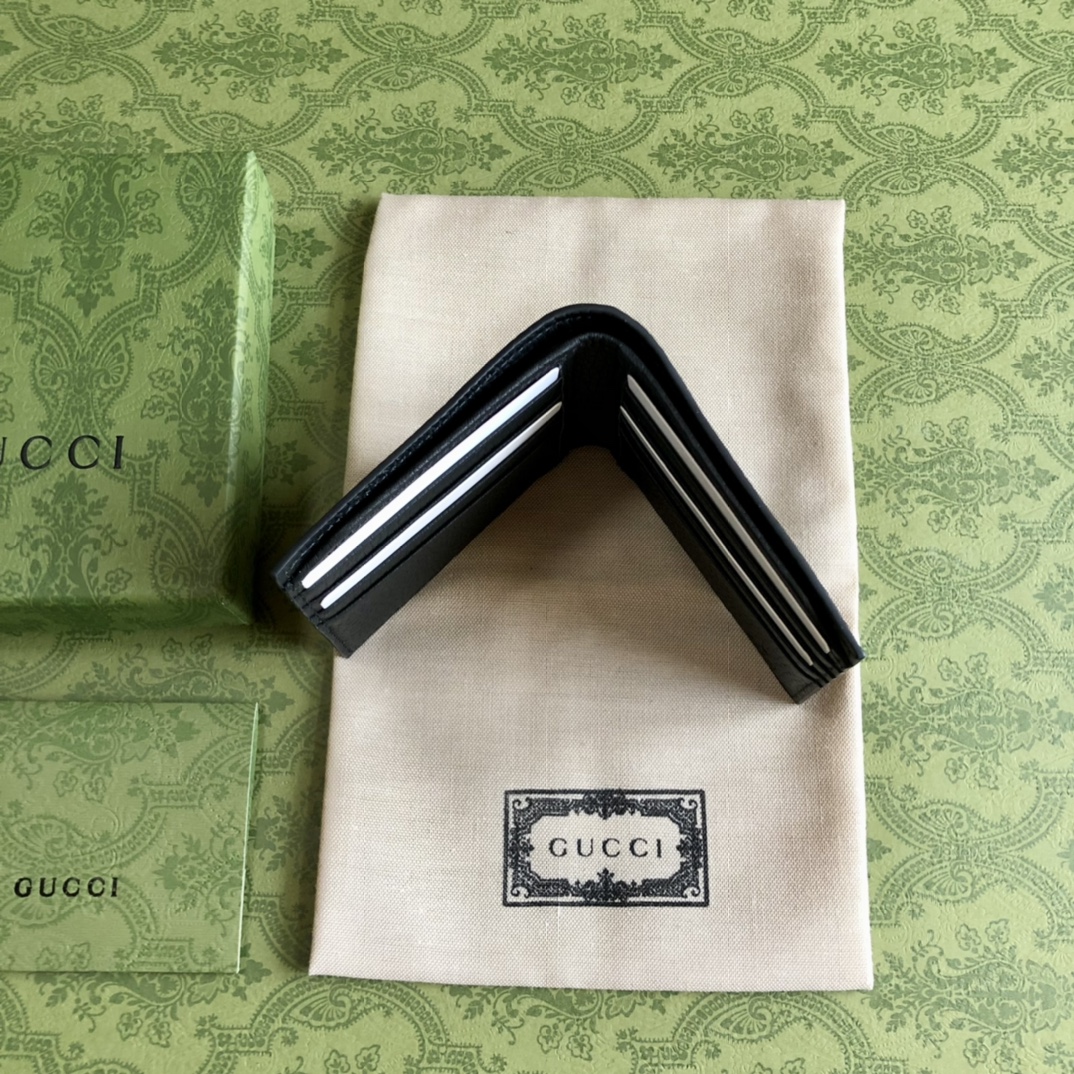 Gucci 頂級原單折疊錢包黑色 型号: 739475。克原厂皮