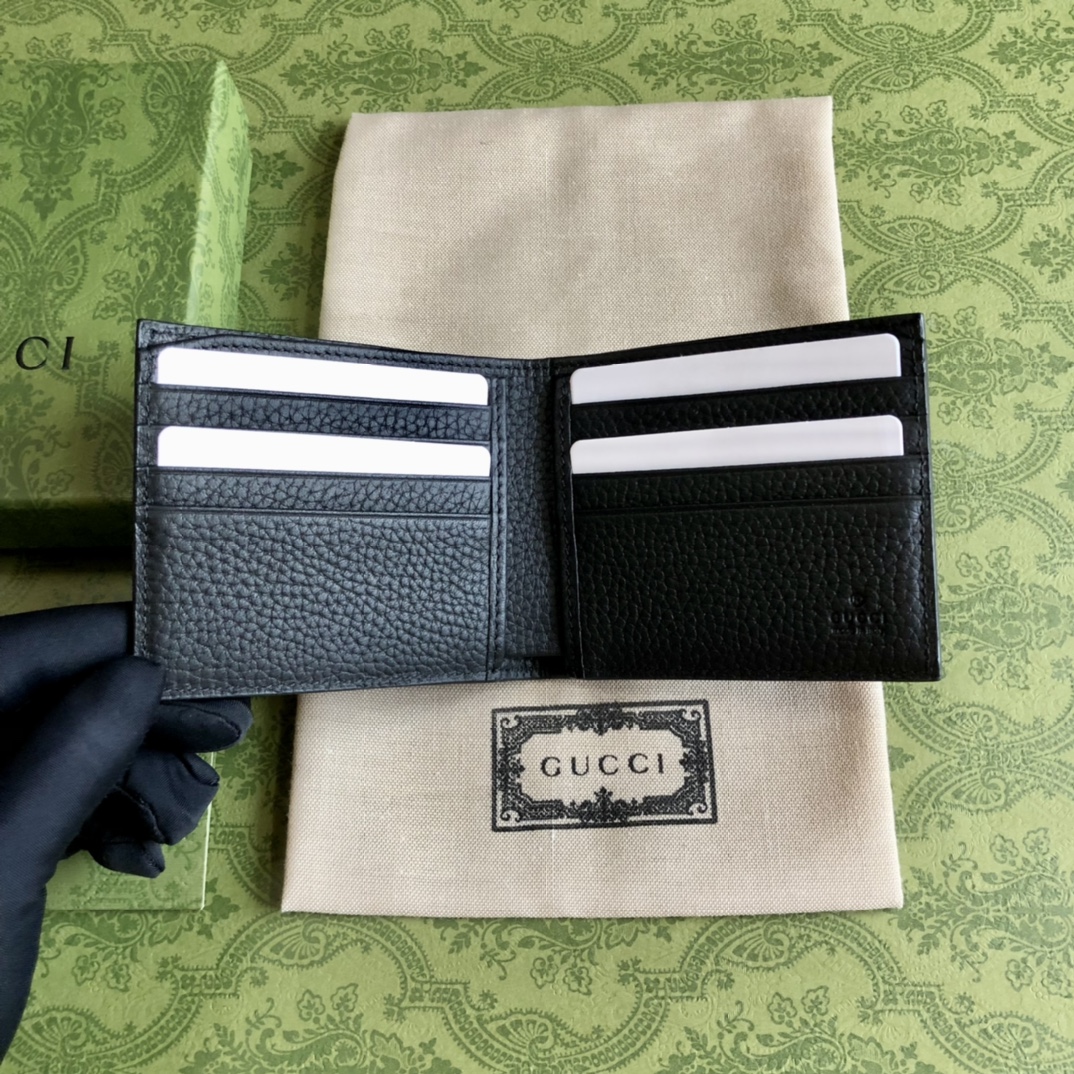 Gucci 頂級原單折疊錢包黑色 型号: 739475。克原厂皮