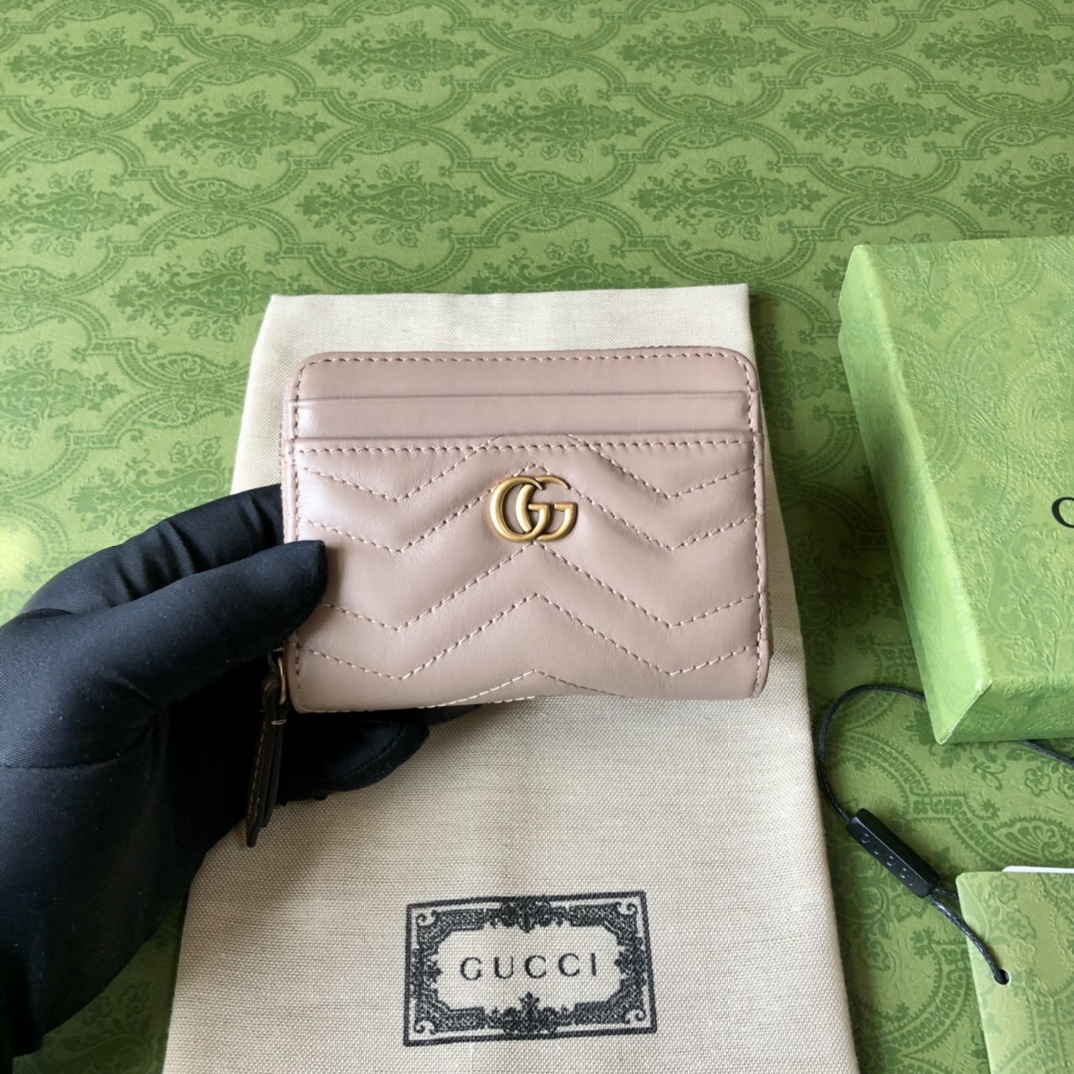 經典71772Gucci Aria 系列頂級原單古馳真皮卡夾零錢包