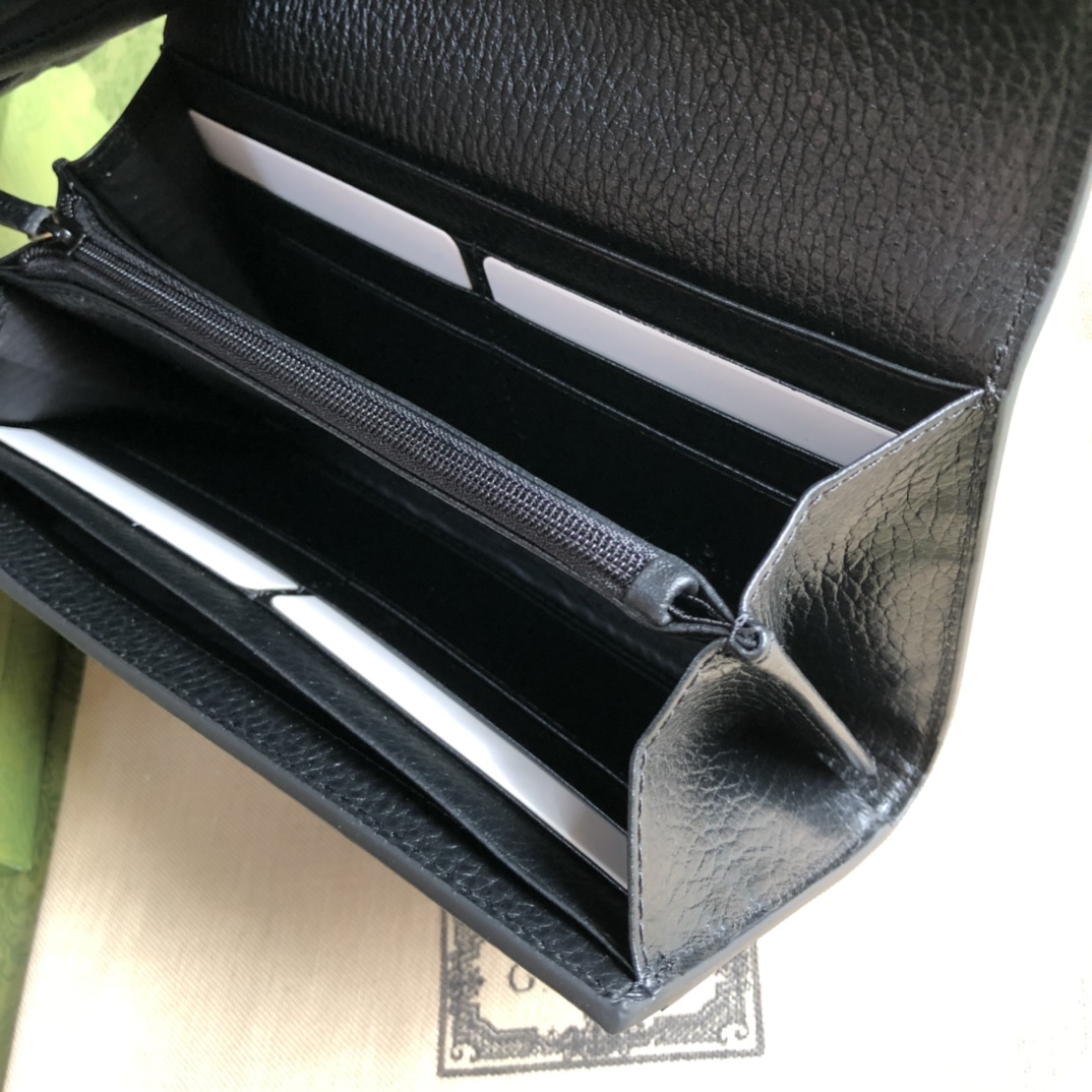 新款Ophidia系列 GucciA貨長款錢包 黑色