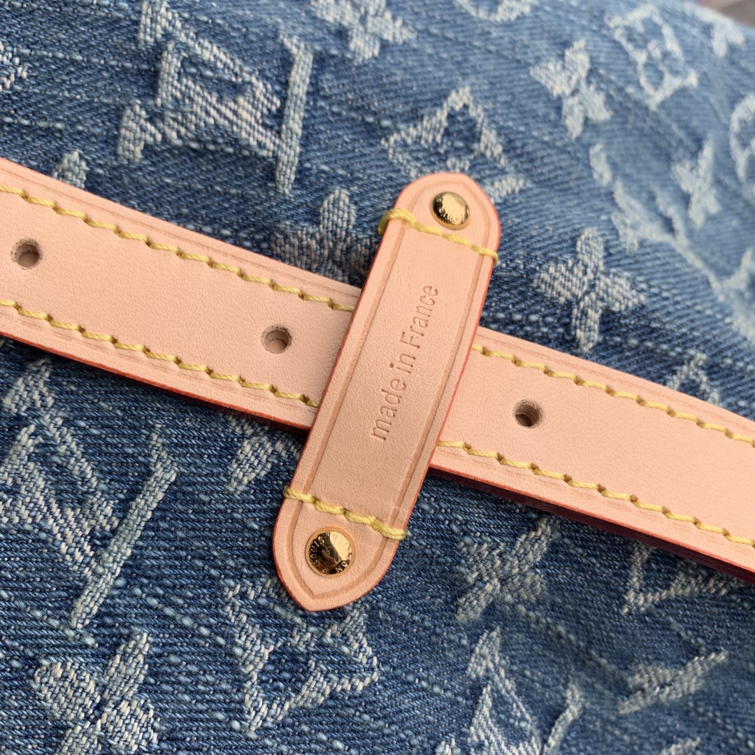 CARRYALL MM M46855蓝 獨特藍色 丹寧牛仔材質 高仿LV路易威登包包 手提包