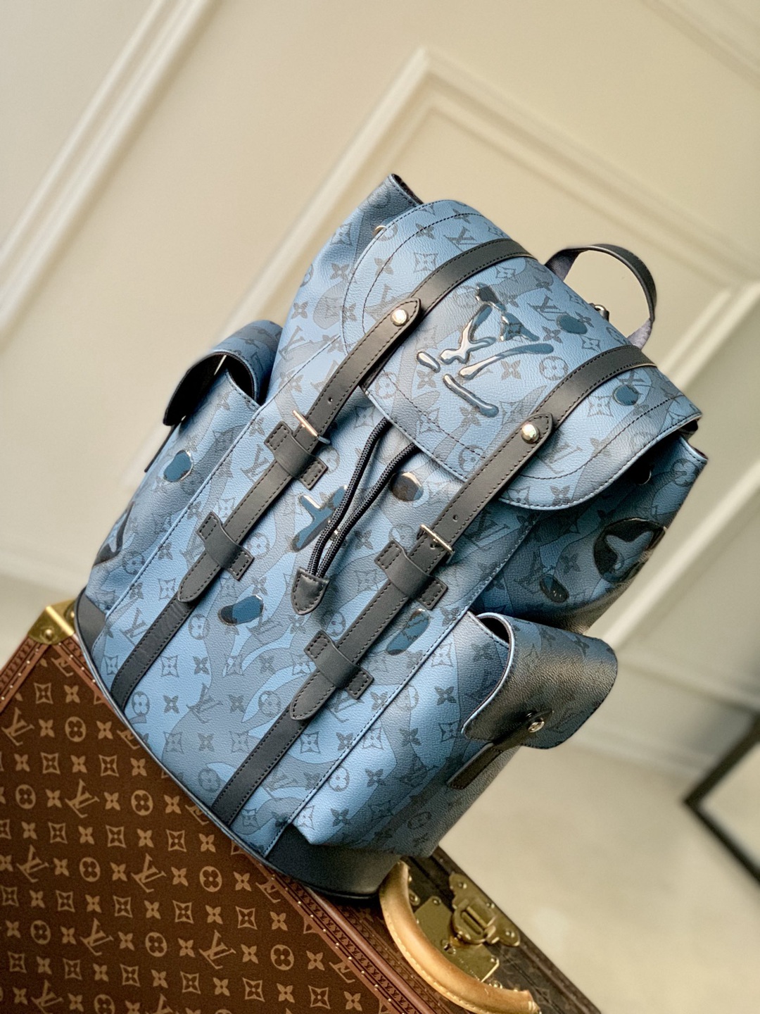 M22636 藍色 LV 頂級復刻 雙肩包 背包