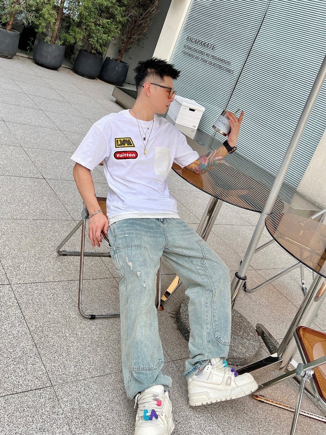 路易威登頂級高仿服裝夏季新品短袖T恤 專櫃同步 白色