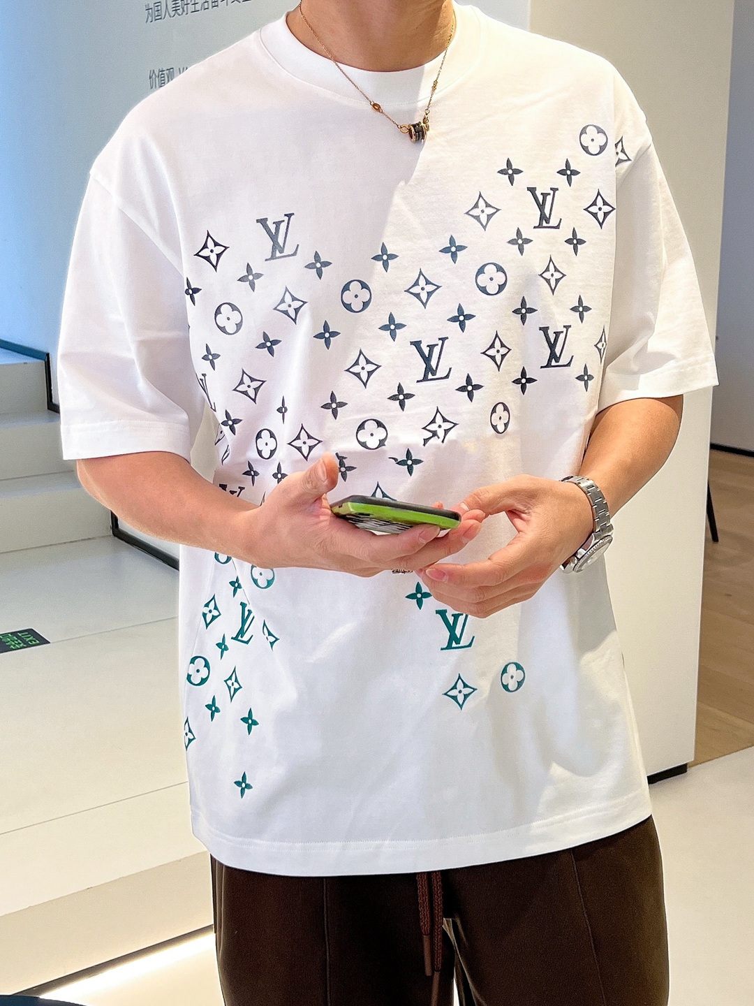 太帥氣了 經典白色 LV 一比一復刻衣服圓領短袖T恤男