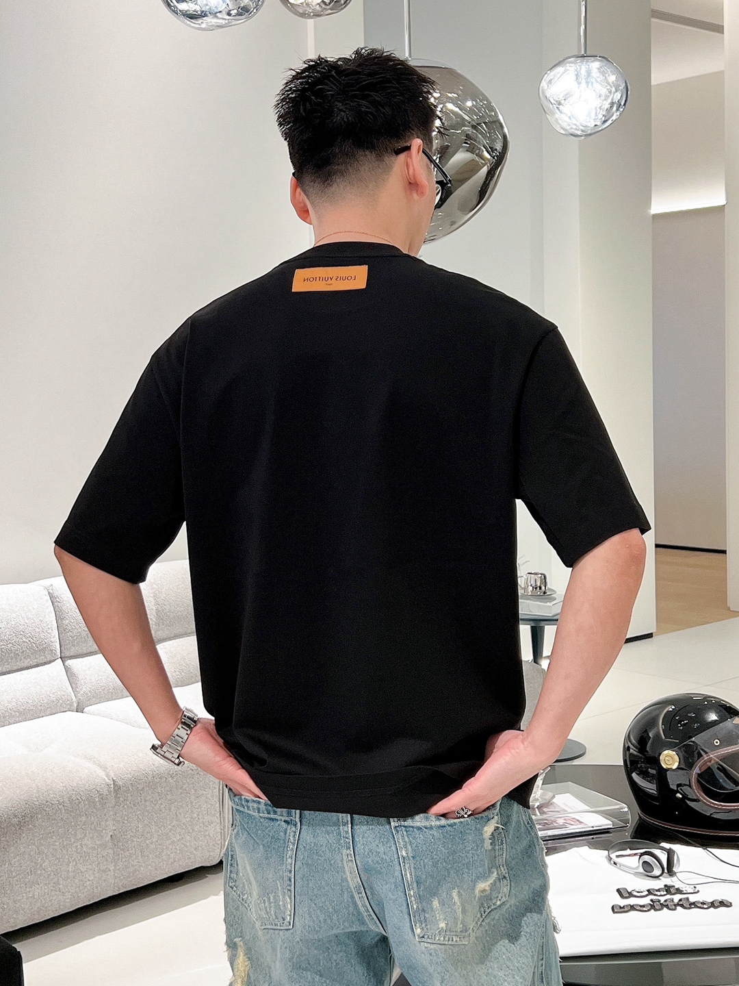 定制面料 原單衣服 LV 純棉圓領短袖T恤 黑色