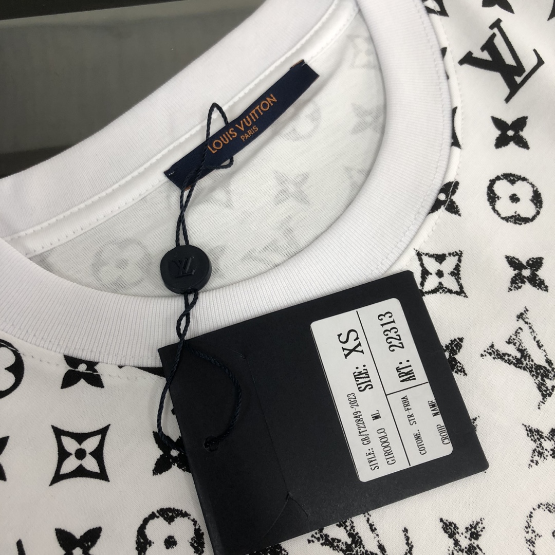 高仿奢侈品Louis vuitton/LV圓領短袖T恤 白色 男女同款