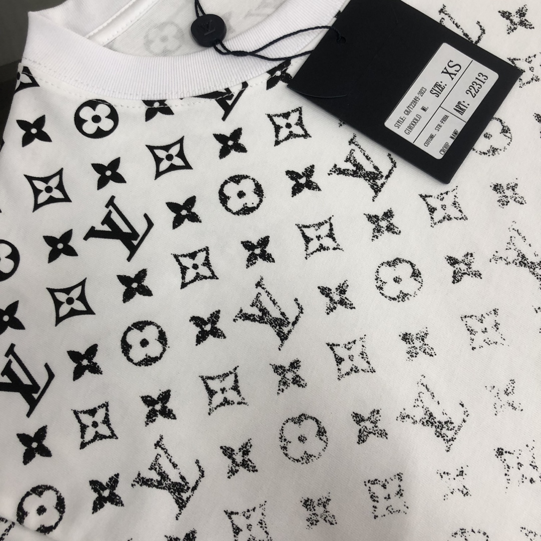 高仿奢侈品Louis vuitton/LV圓領短袖T恤 白色 男女同款