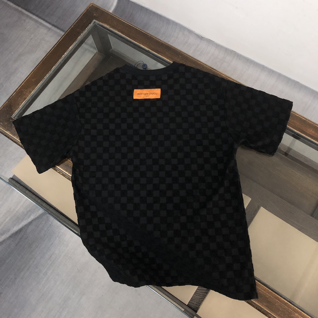 Louis vuitton/LV A貨衣服純色短袖T恤 黑色