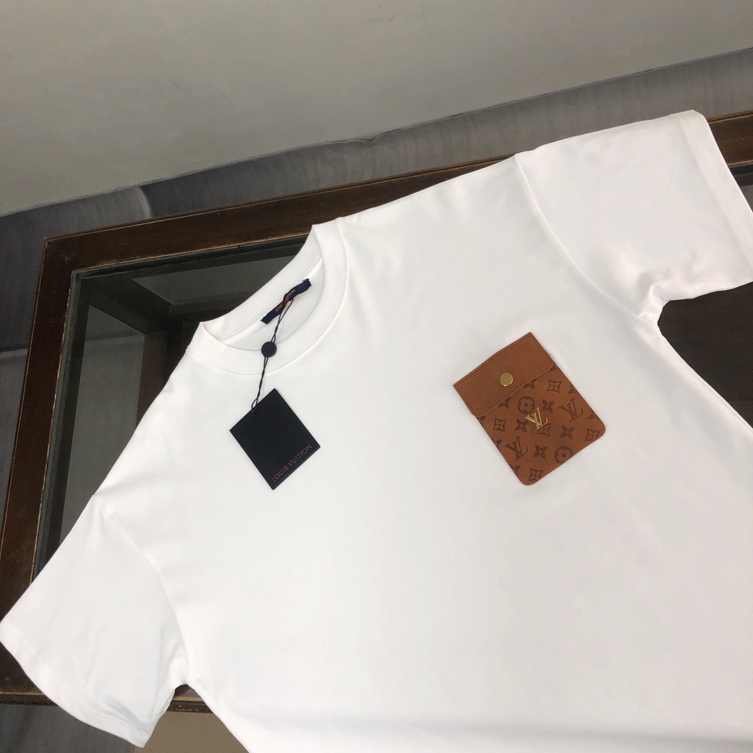 Louis vuitton/LV 胸前口袋 經典設計 高仿奢侈品衣服短袖T恤 男裝