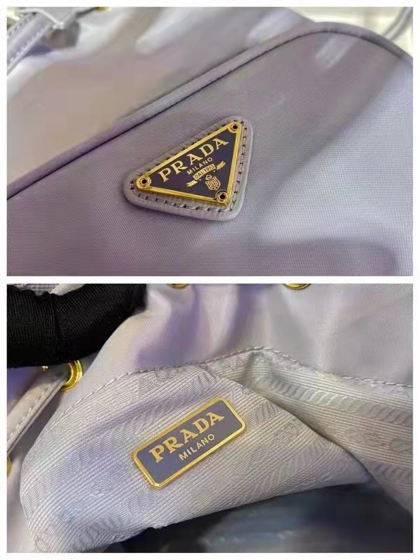一比一複刻普拉達包包 Prada Duet Re-Nylon 水桶袋 浅藍