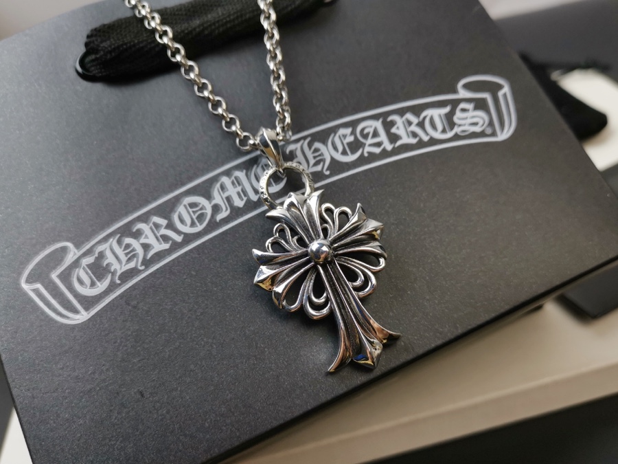 複刻原單Chrome Hearts克羅心復古花形十字架項鍊吊墜鏤空花紋十字架吊墜