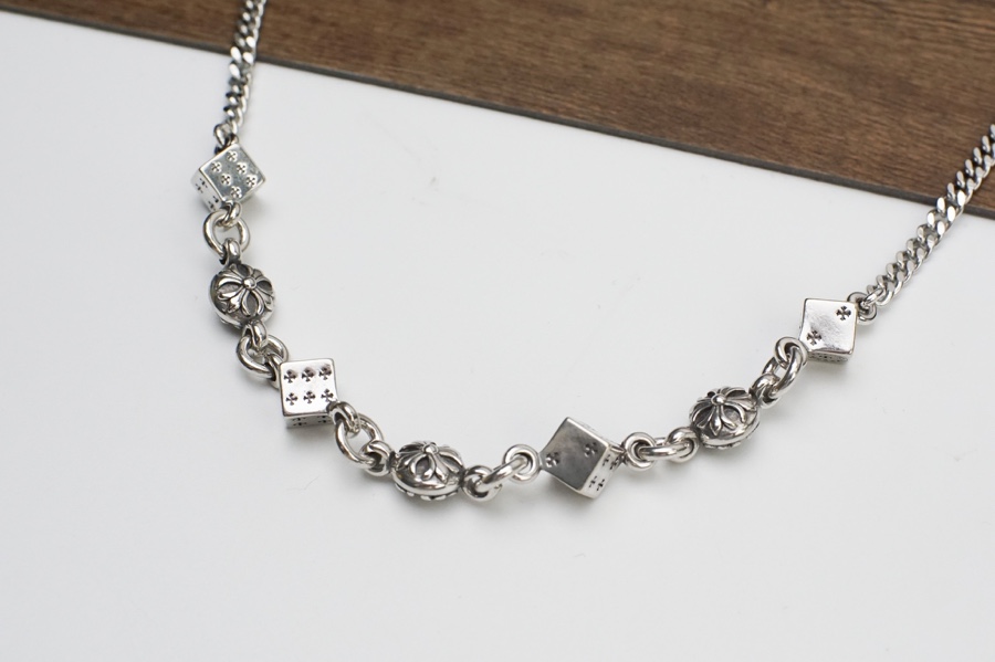 原單克羅心（Chrome Hearts）十字架骰子項鍊925銀約65cm長度