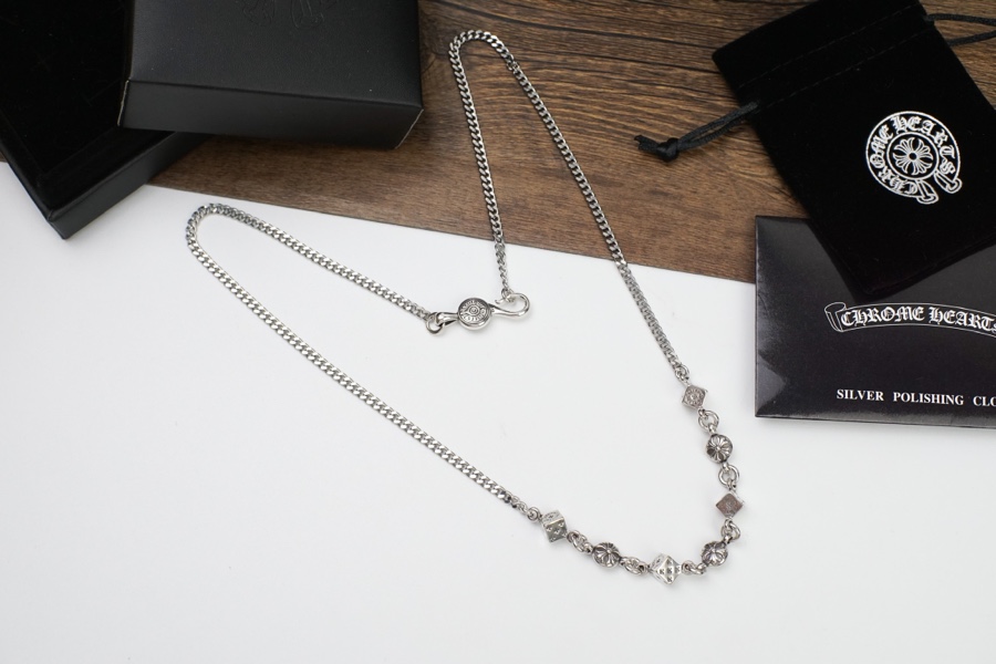 原單克羅心（Chrome Hearts）十字架骰子項鍊925銀約65cm長度