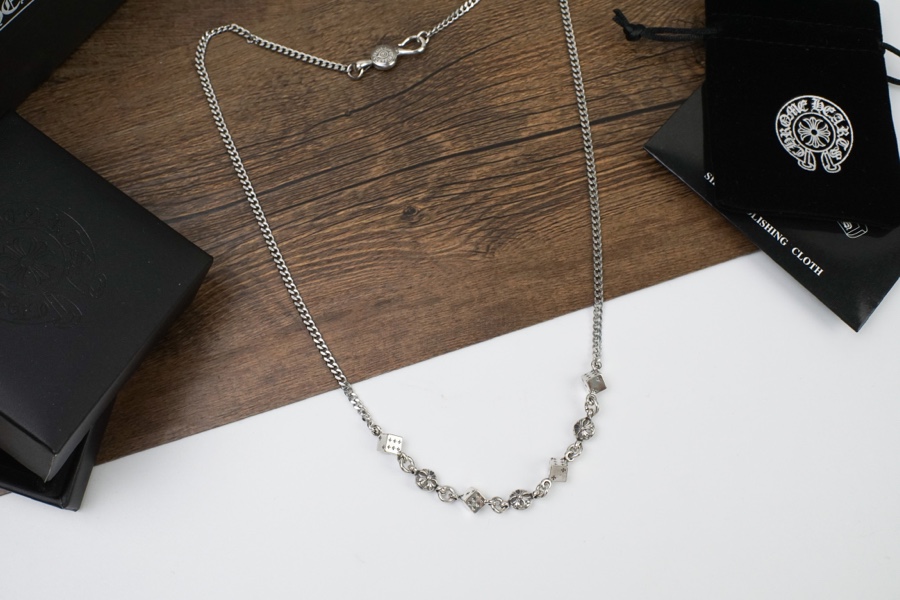 原單克羅心（Chrome Hearts）十字架骰子項鍊925銀約65cm長度