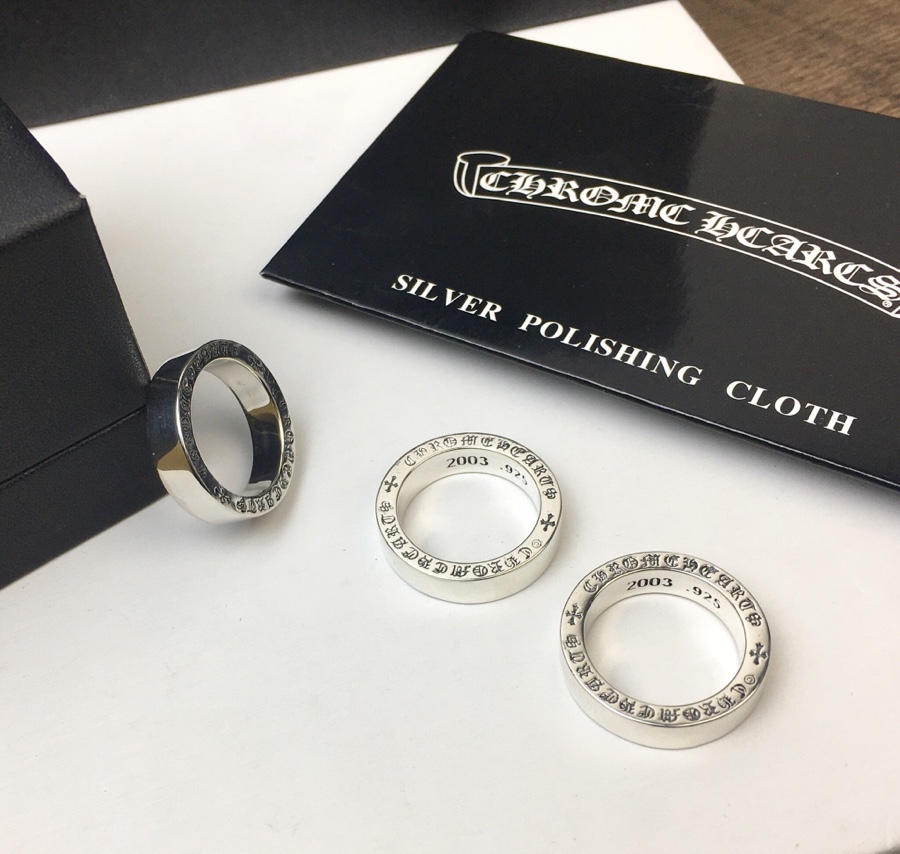 高仿Chrome Hearts克羅心飾品 6MM厚款字母光面戒指 925純銀男女同款