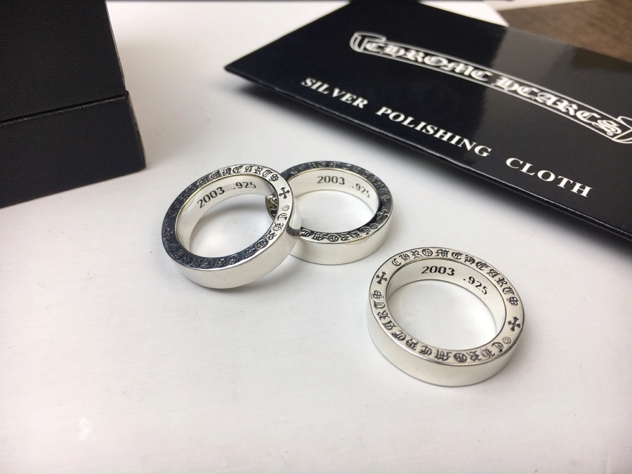 高仿Chrome Hearts克羅心飾品 6MM厚款字母光面戒指 925純銀男女同款