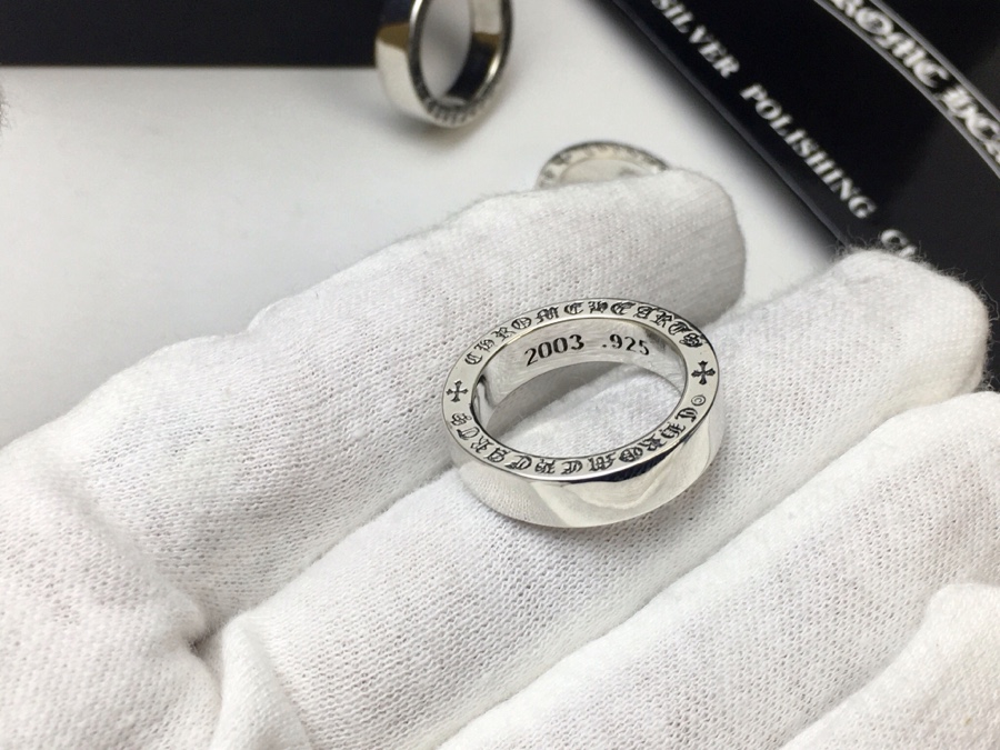 高仿Chrome Hearts克羅心飾品 6MM厚款字母光面戒指 925純銀男女同款