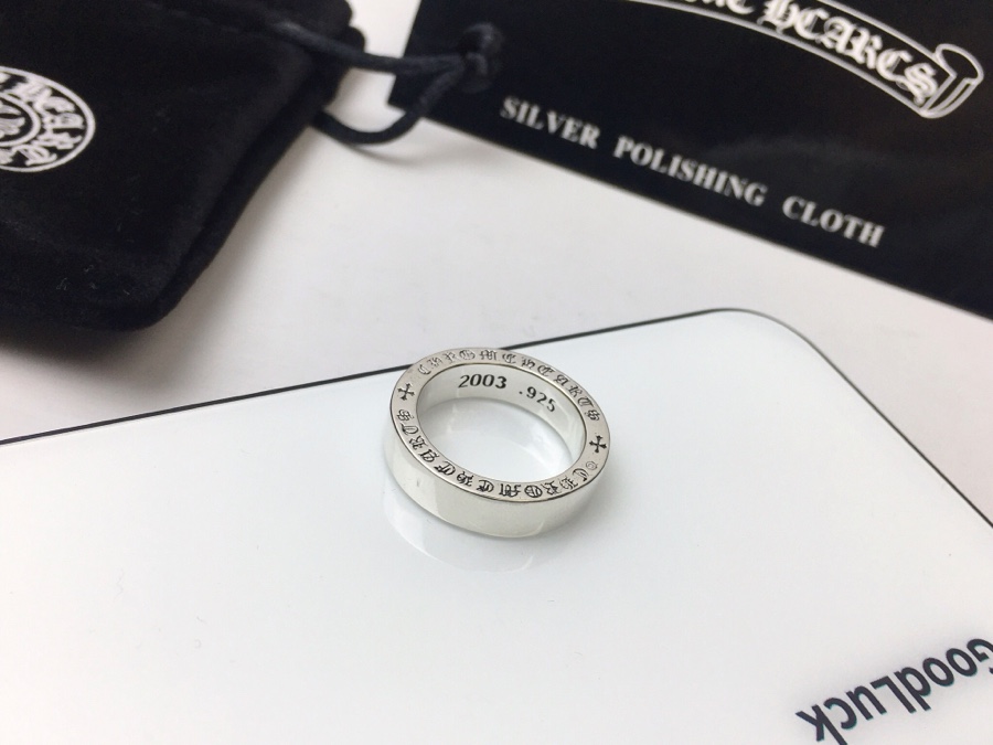 高仿Chrome Hearts克羅心飾品 6MM厚款字母光面戒指 925純銀男女同款