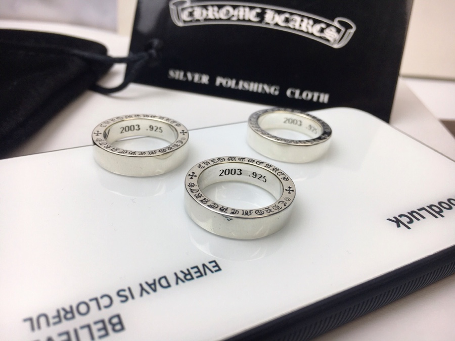 高仿Chrome Hearts克羅心飾品 6MM厚款字母光面戒指 925純銀男女同款
